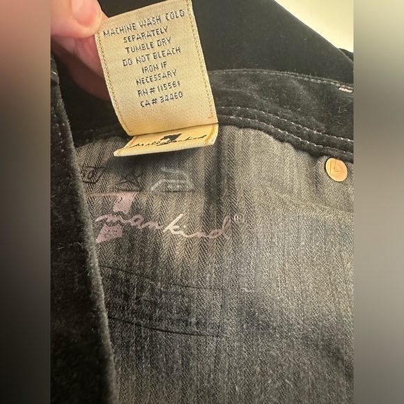 7 FOR ALL MANKIND Flynt Velvet Velour Pants Black Bootcut Flare Mid High Rise - Picture 8 of 10